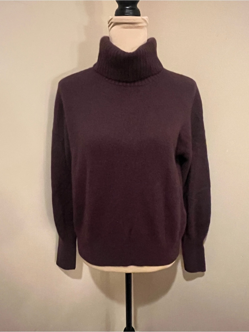 Madewell Dark Plum Cashmere Turtleneck Sweater, Large